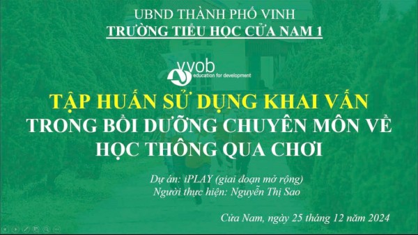 Tập huấn sử dụng khai vấn trong bồi dưỡng chuyên môn về học thông qua chơi.